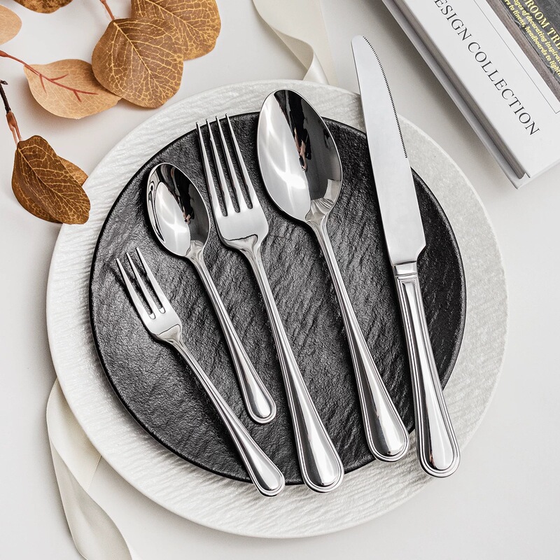 Knife, Fork, and Spoon Cutlery Set 304 Stainless Steel for Home Western Cuisine Steak Knife and Fork Hotel Commercial Dessert Spoon Salad Fork