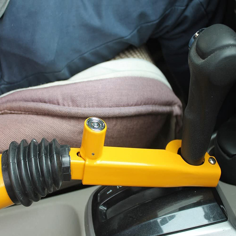 新款汽车防盗锁手刹档位锁通用款多功能可调节不锈钢锁亚马逊批发