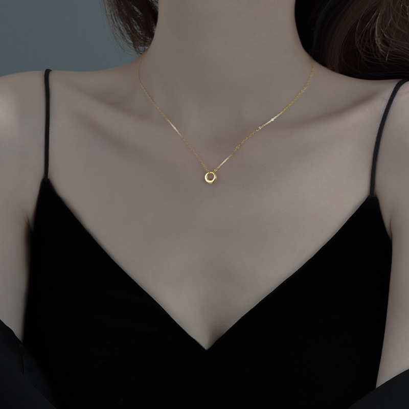 Minimalist Geometric Circle Necklace For Women Elegant Style_voghion.com
