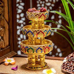 實木供果盤貢盤家用蓮花果碟供碟財神供盤水果供佛前用品批發