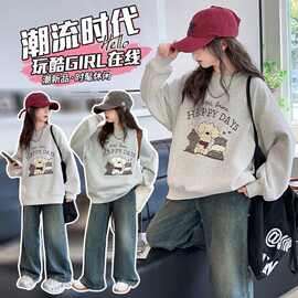 女童加绒卫衣2025新款秋装洋气卡通中大童秋冬季韩版时尚保暖上衣