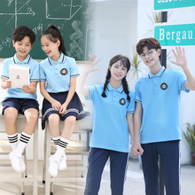 天蓝色夏季初中生校服浅蓝学院风高中班服幼儿园园服儿童班服设计