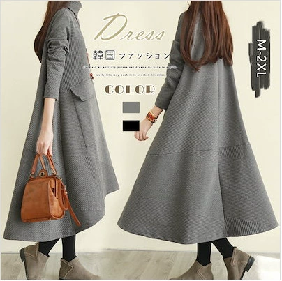 Длинное платье 2025 года в художественном стиле с высоким воротом, асимметричным кроем и утолщением, свободное базовое платье для женщин.