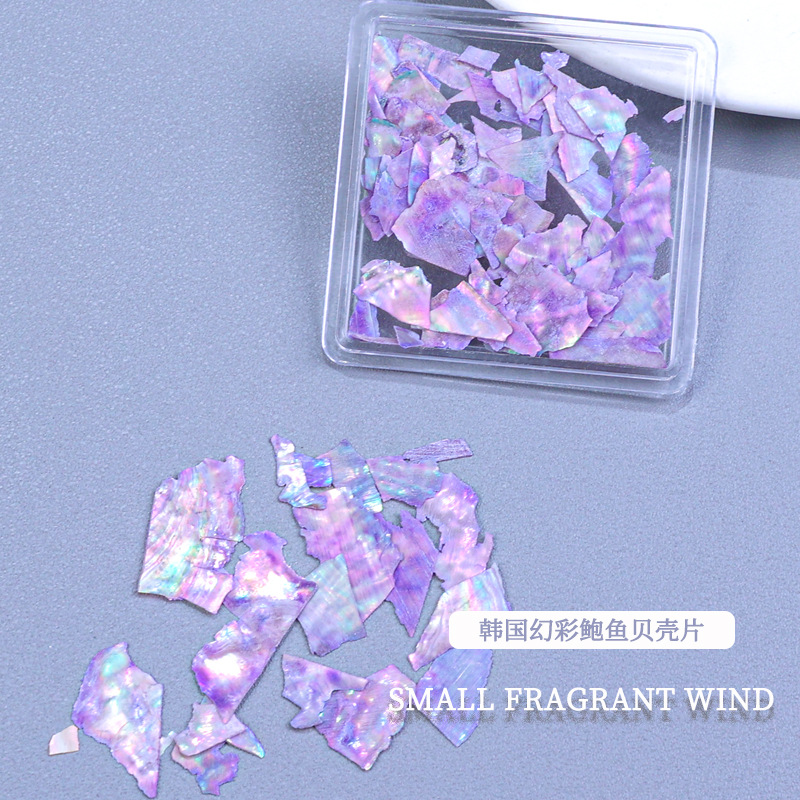 Decoraciones para uñas, piezas de concha de abulón iridiscente, decoraciones en caja, venta al por mayor, fragmentos de concha ultrafinos irregulares, decoración para uñas DIY