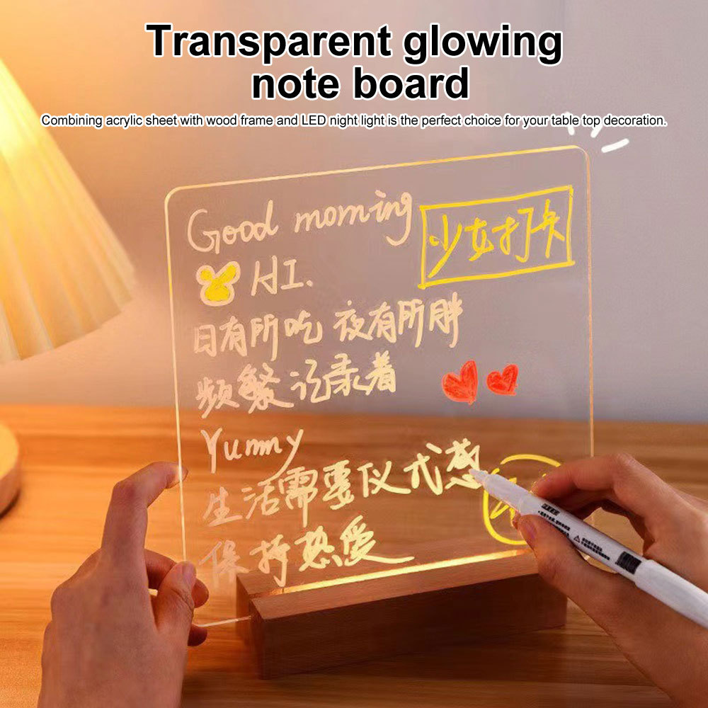 New Note Message Board Led Night Light Transparent Glow Memo