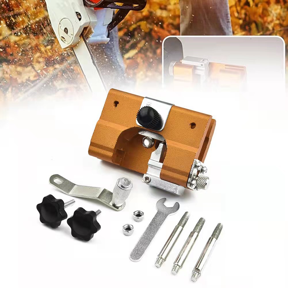 跨境便携式家用手摇合金磨链器 手动链条夹磨口工具 链条锯磨刃器