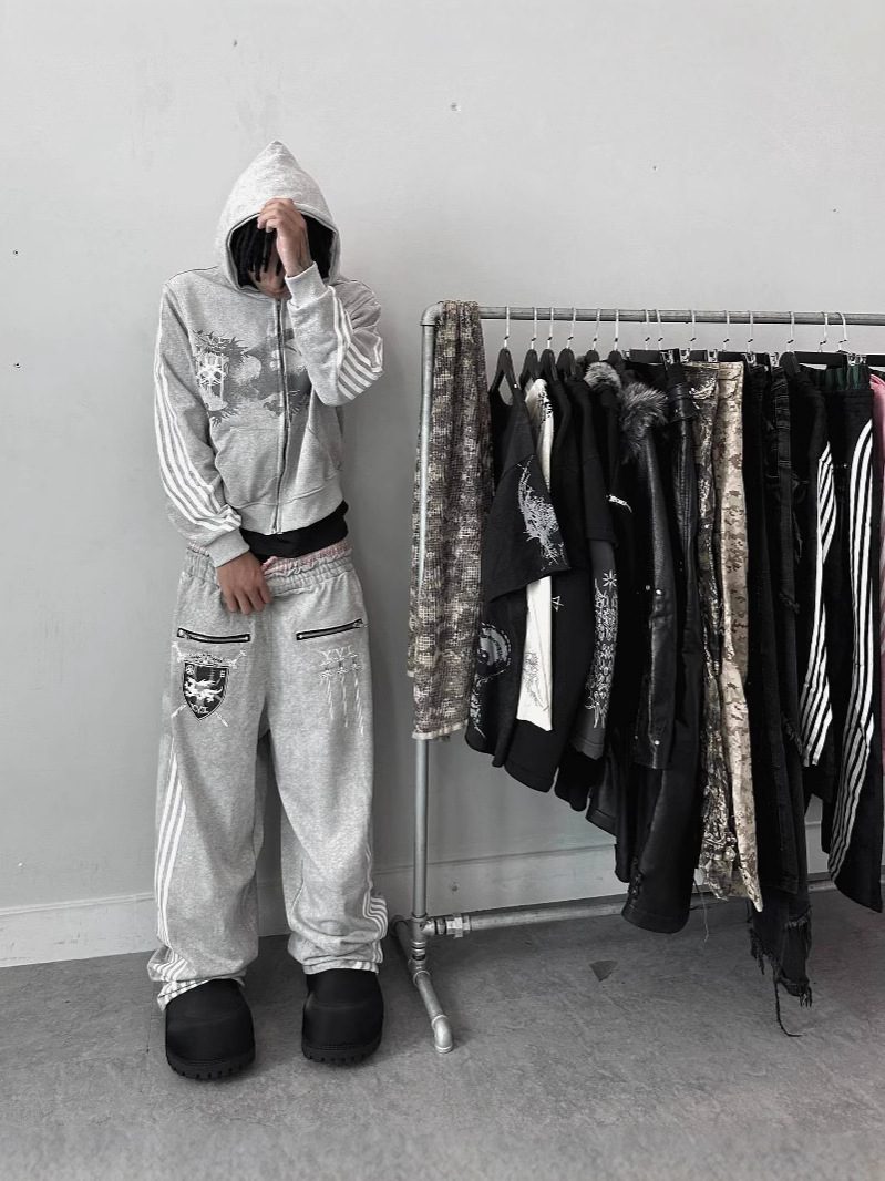 Hoody with zipper hip-hop style