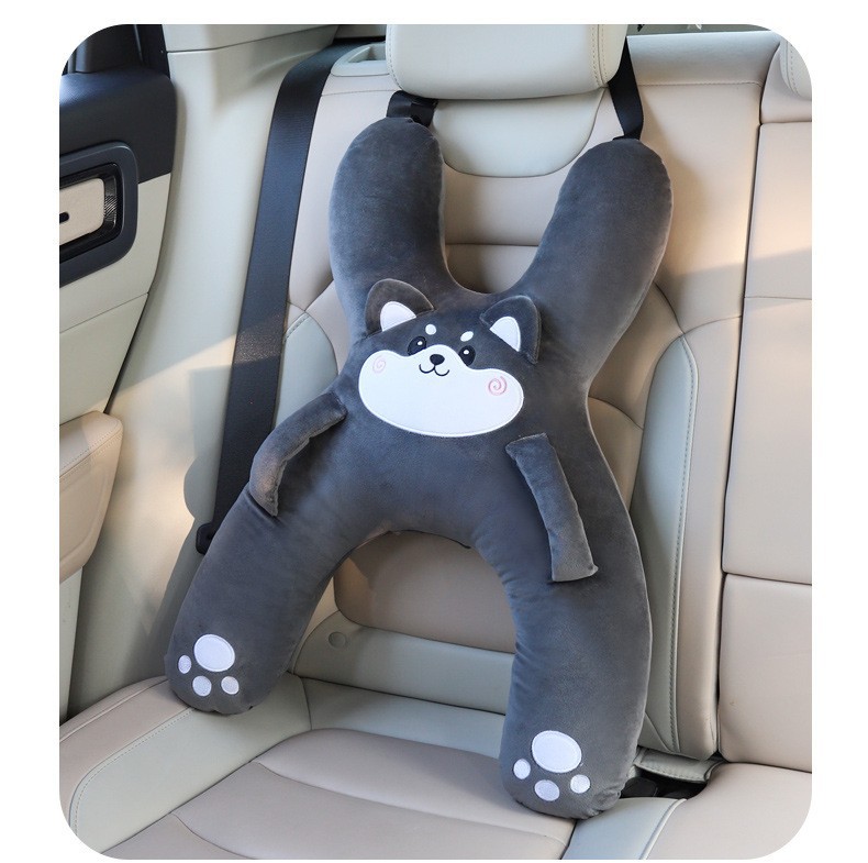 Car pillow for children, a cute neck-supporting sleeping pillow for long-distance car rides in the back seat
