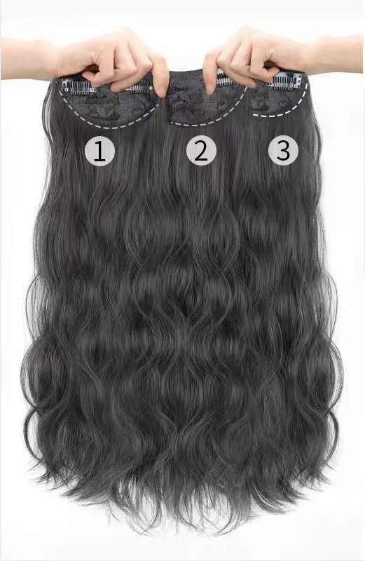 Peruca de cabello largo de mujer tipo tres piezas de imitación de cabello humano largo ondulado cabello largo recto flojo aumento de cabello invisible extensión de cabello sin rastro