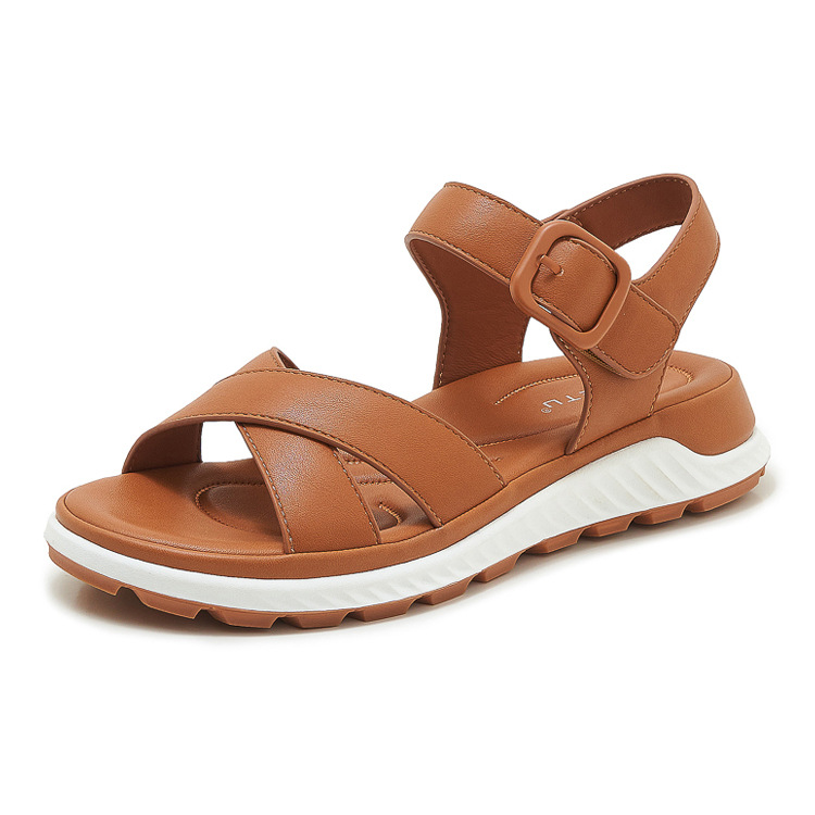 Sandal quai chéo nữ đế dày chống trượt mùa hè — màu nâu, màu đen, màu xám, màu mơ chi tiết 28