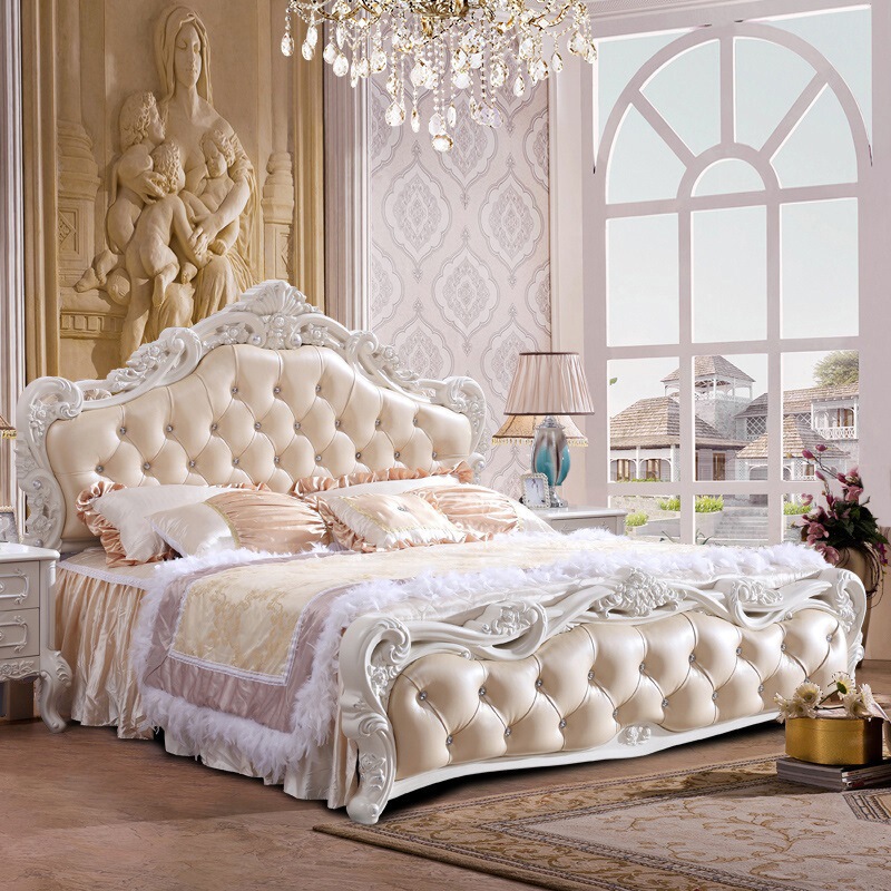 European Style Bed, Atmospheric Carved Double Bed 1.8m High-End Master Bedroom Wedding Bed 1.5m Luxury Princess Bed French Large Bed European Style Bed, Atmospheric Carved Double Bed 1.8m High-End Master Bedroom Wedding Bed 1.5m Luxury Princess Bed French Large Bed