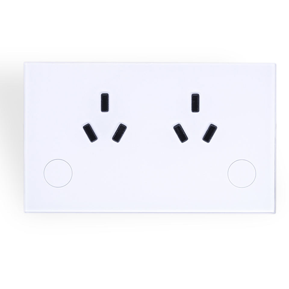 Australian Standard Graffiti WIFI Smart Plug 15A Glass Panel Dual Socket APP Setup Turn On/Off Background Light