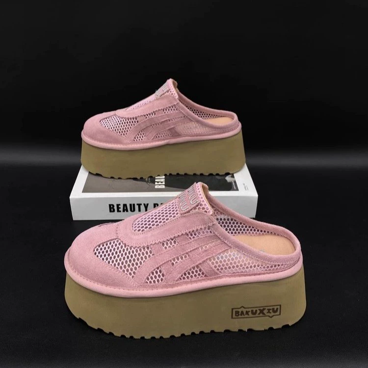 2025 новые стильные прозрачные сетчатые полукружевные сандалии на толстой подошве, легкие, тонкие, дышащие, на плоской подошве, удобные и модные сандалии