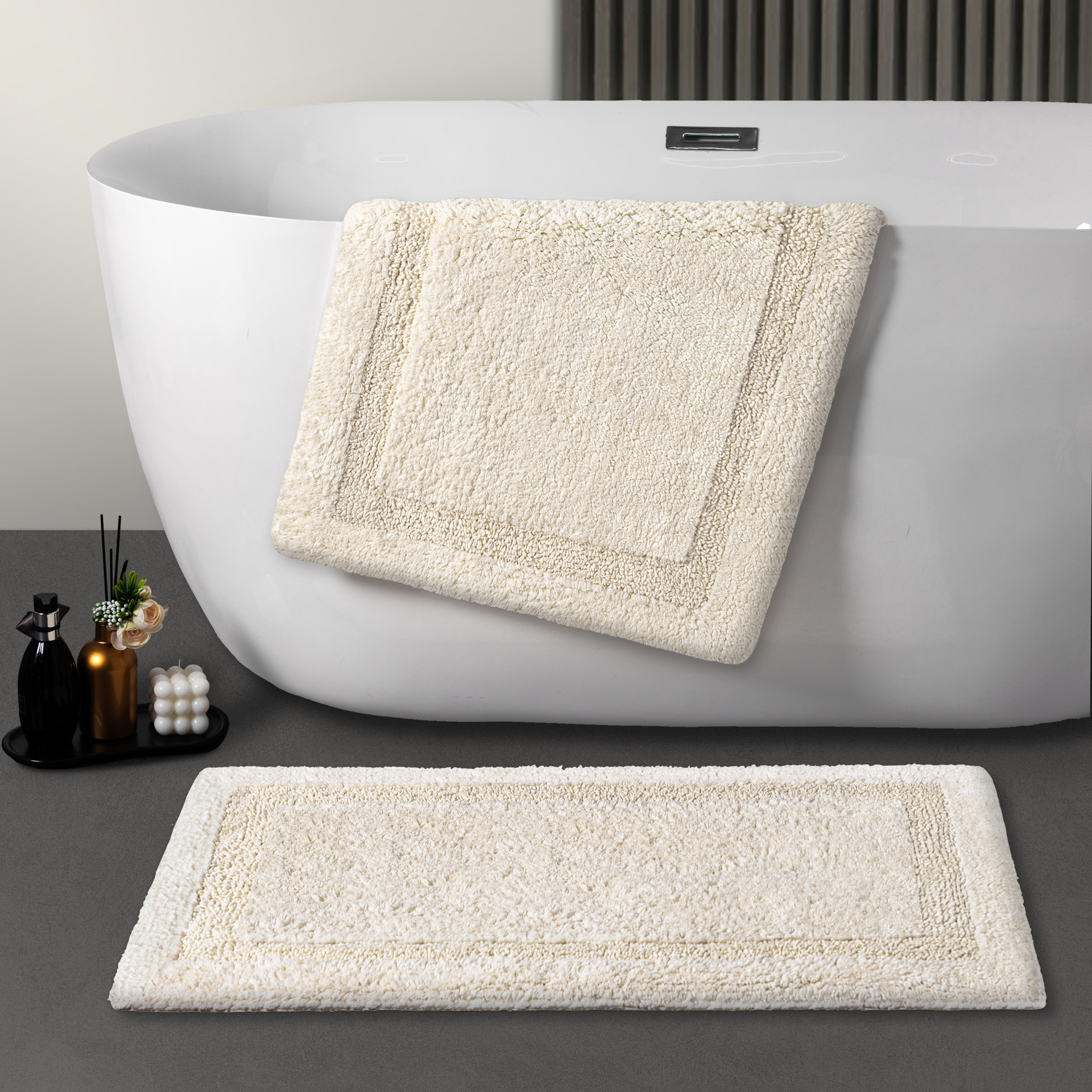 Hotel de alta gama alfombra de suelo de absorción de agua de algodón grueso puerta de inodoro antideslizante alfombra de suelo doméstica lavable a máquina