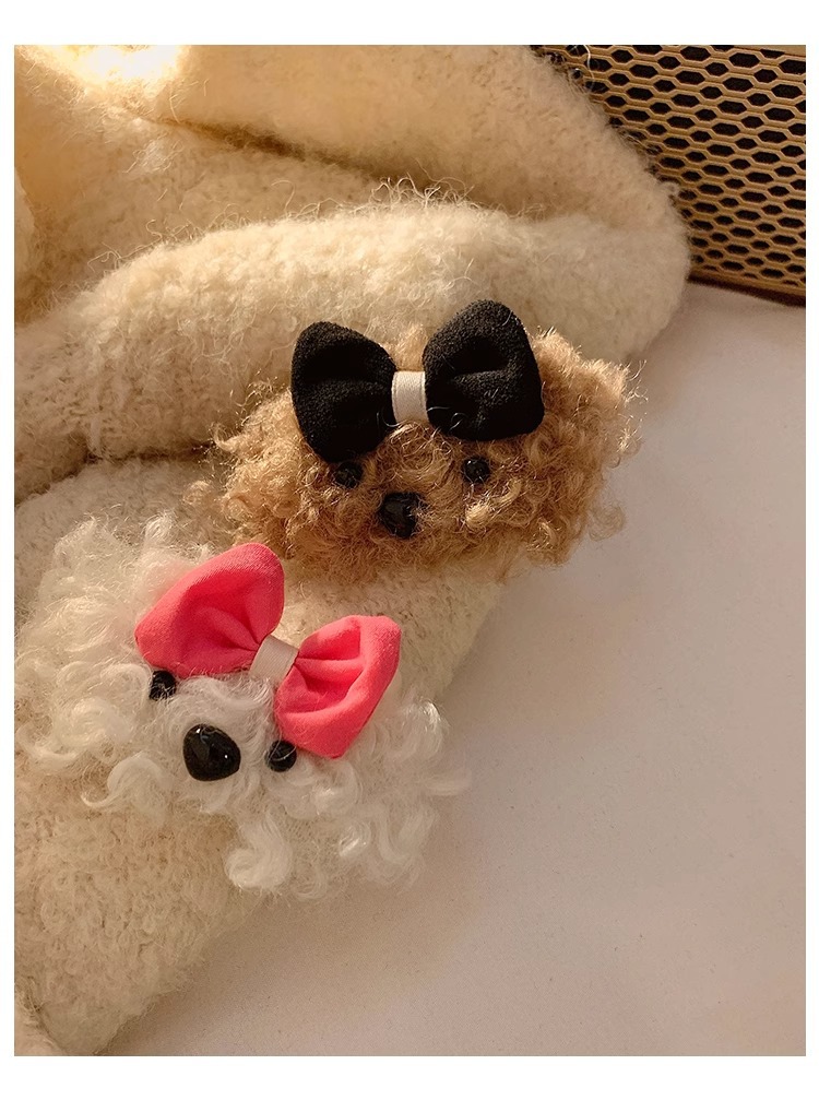 Daily, Street Occasion Plush Material Cute Women's Dog Knot Butterfly Plush Hair Clip