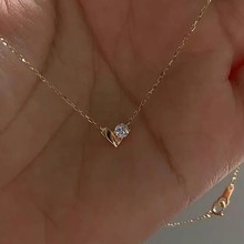 轻奢法式爱心闪钻项链女通勤小众精致感金色百搭简约锁骨链批发