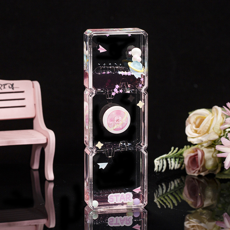 Acrílico transparente panda gota de aceite reloj de arena líquido botella de arena flotante regalo de cumpleaños para niños decoración de escritorio de oficina