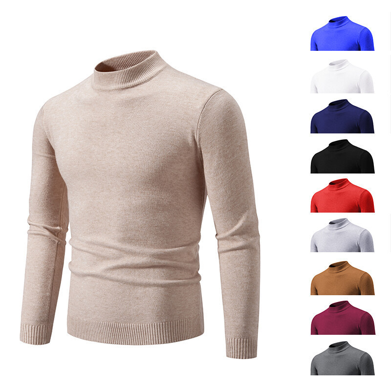 Yesheng-Yuan 2025 Takeaway Men's Knitted Sweater Large Size Slim Fashion Popular Half Turtleneck Sweater Men's Clothing Cross-Border