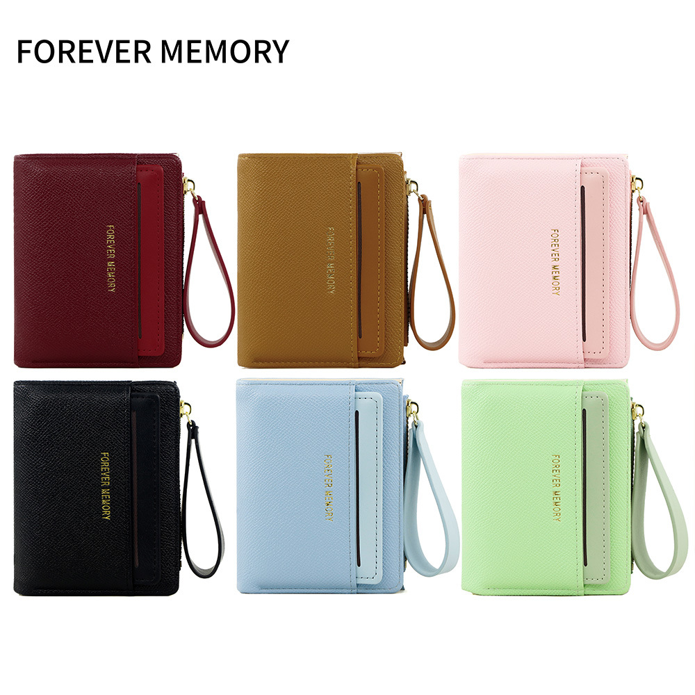 Nueva billetera corta de mujer fresca y simple doble cremallera bolso de cambio multi-tarjeta bolso multifuncional