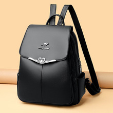 跨境热销软皮双肩包女新款韩版简约百搭大容量背包学生书包旅行包
