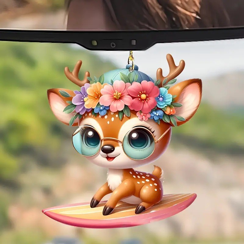 2D nuevo adorable pequeño mono colgante acrílico plano transfronterizo coche retrovisor colgante colgante llavero colgante