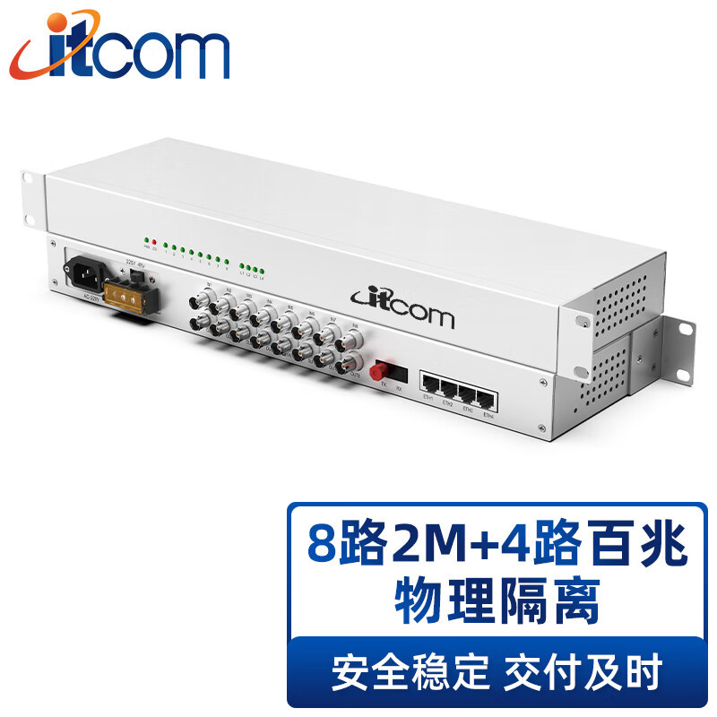 itcom 综合业务PDH光端机8E1 8路2M+4路百兆网络物理隔离以太网 F