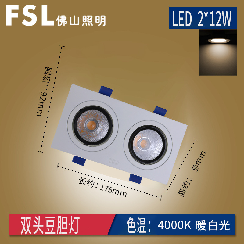 FSL Foshan iluminación led proyector de doble cabeza COB rejilla cubo lámpara incrustado en tienda de ropa salón pasillo lámpara