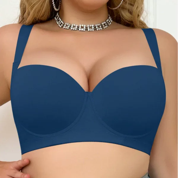 Cross-Border Five-Row Hook Large Size Smooth Thin Seamless Sexy Lingerie for Women, Anti-Sagging, Underwire Deep V Bra