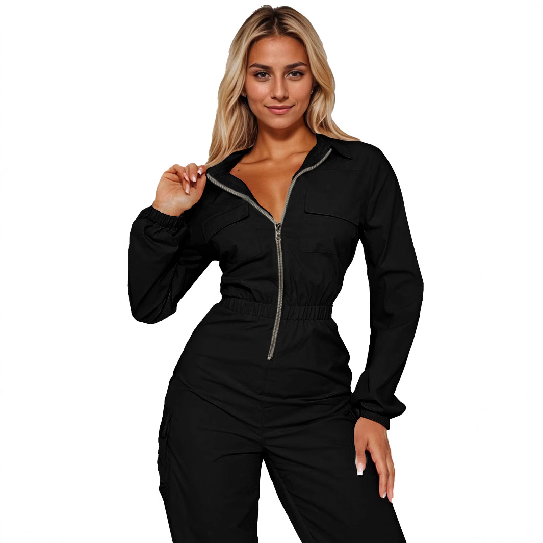 La moda transfronteriza de ocio de salida de bolsillo flip-up de la cintura de la ropa de mujer con cremallera de la pie de la ropa de vestir