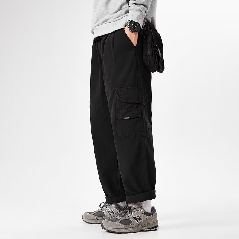 Autumn Hong Kong style ins trendy loose overalls men's all-match straight cityboy Japanese fashion brand cropped casual pants Autumn Hong Kong style ins trendy loose overalls men's all-match straight cityboy Japanese fashion brand cropped casual pants