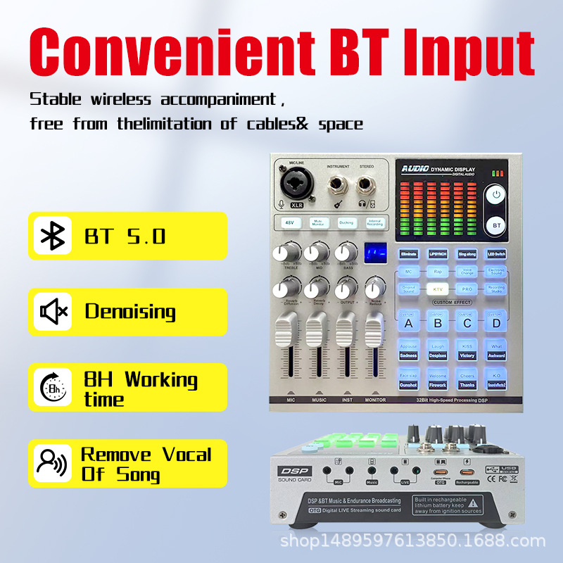 2025 New Export English Temu Live Broadcast Sound Card Set Mixer Live Broadcast Sound Card Tiktok Live Broadcast Dedicated