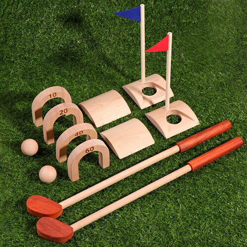 Baby Wood Simulated Golf Ball Set Toy Door Ball Sports Indoor Exercise Parent-child Role-playing Game