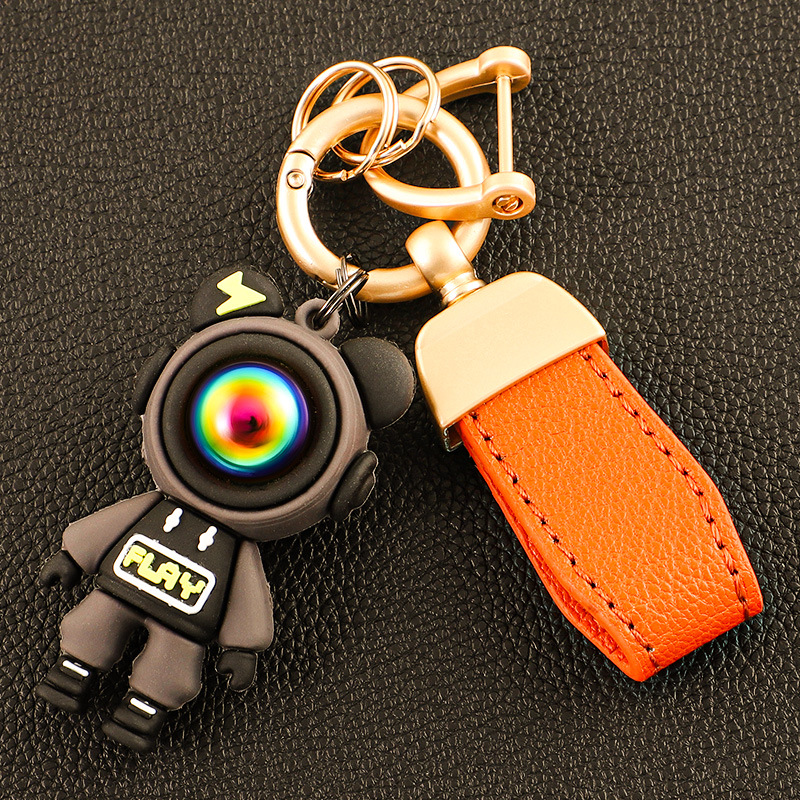 Llavero de oso de alta gama en el extranjero, colgante de llave de pareja, cuerda de mano de cuero, hebilla de metal duradera, hombre de comercio electrónico de Amazon