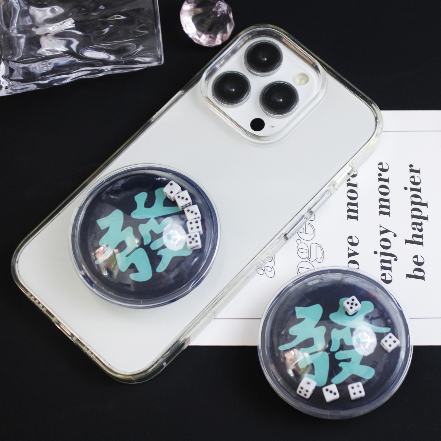 Dice Design, Good Meaning, Fortune Design, Transparent Airbag Mobile Phone Holder, Mobile Phone Case Accessories, Lazy Holder for Chasing Dramas