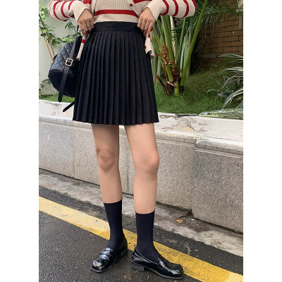 七姨 高腰垂感百褶半身裙女2022秋冬韩版宽松a字减龄气质休闲短裙