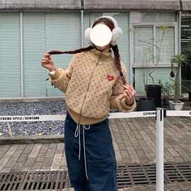 美式复古爱心羊羔毛保暖棉服外套冬短款显瘦加厚棉衣