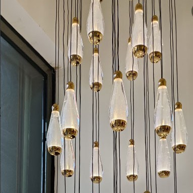 跨境亚马逊楼梯水晶吊灯别墅房地产售楼部KTV工程装饰灯