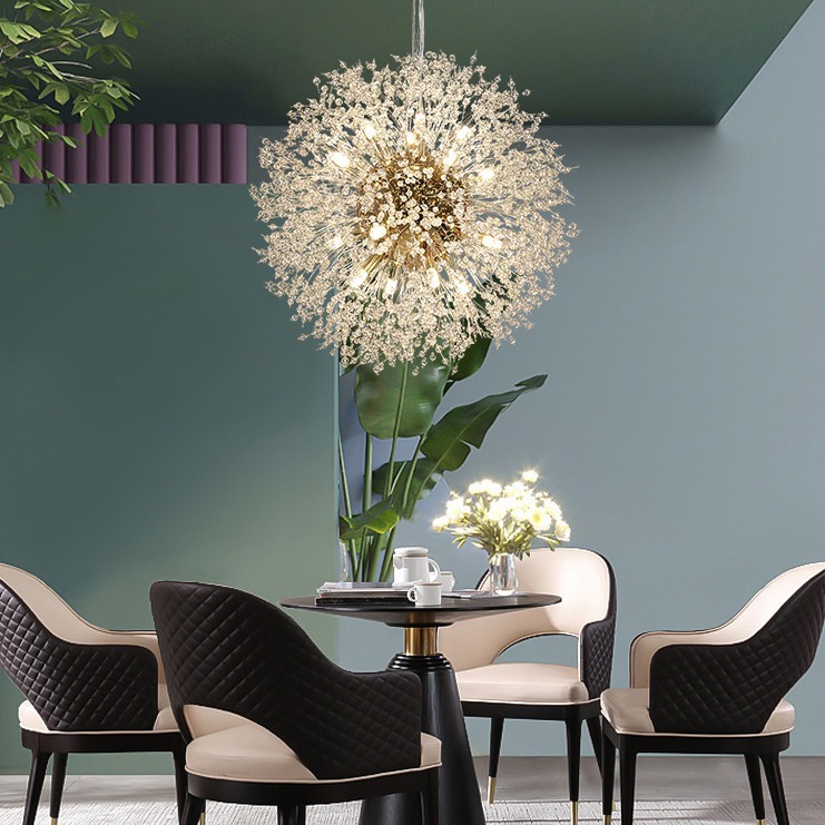 北歐蒲公英吊燈輕奢商用服裝店櫥窗餐廳衣帽間水晶網紅主臥室吊燈