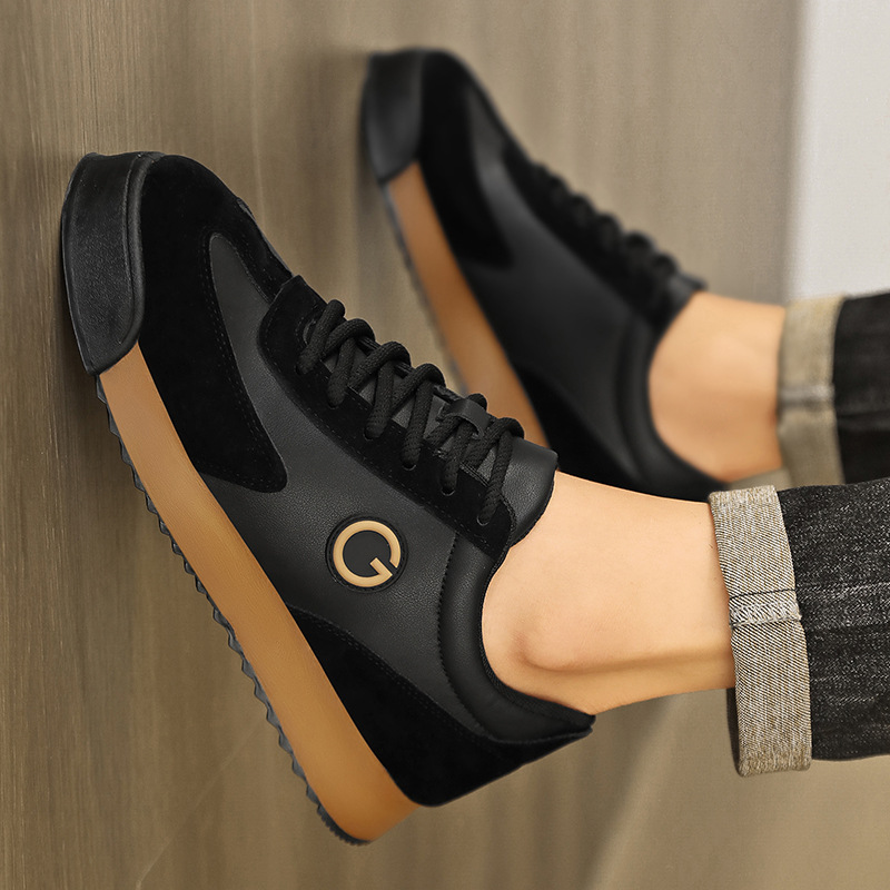 2026 New Men's Shoes, Large Size, Thick-Soled, Trendy, Sporty, Casual, Leather, Non-Slip, Forrest Gump Shoes_vogvips.com