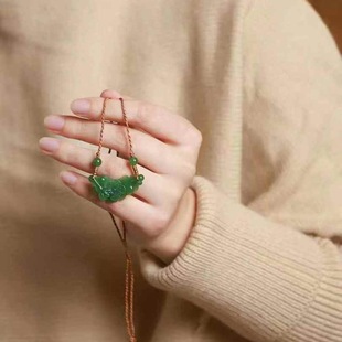 Hetian Jade Factory Store Jade Crafts Natural Xinjiang Hetian Jade Jasper Spinach Green Plum Blossom Clavicle Chain Pendant