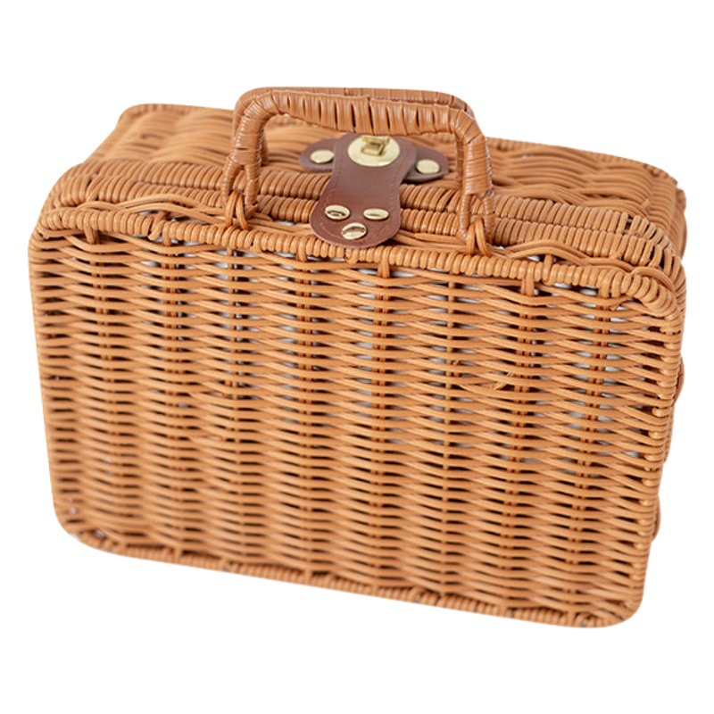 Nuevo retro ratán caja de almacenamiento portátil caja de regalo de boda merienda bolsa de regalo caja de embalaje en stock