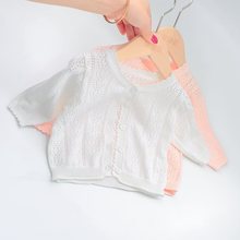 婴儿薄款空调衫夏季女童针织开衫女宝宝镂空防晒衫中小童毛衣外套