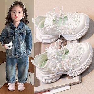 Girls' Shoes Princess Shoes 2025 New Summer Children's Sports Sandals Girls Lightweight Soft Sole Hollow Single Mesh Shoes