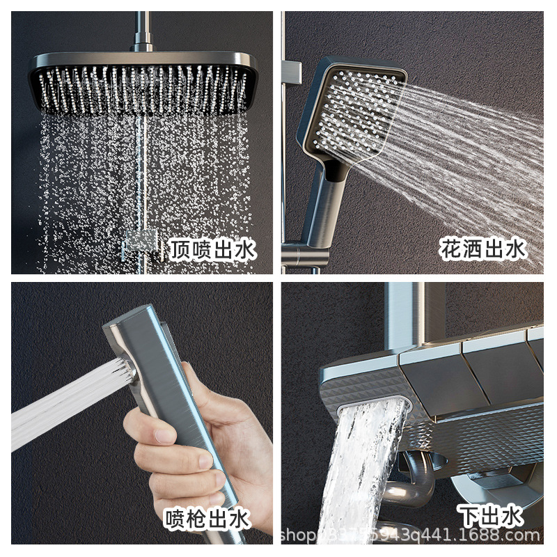 Ducha ducha traje de lluvia ducha conjunto pistola gris piano clave baño Baño hogar control de temperatura digital pantalla sobrealimentado ducha