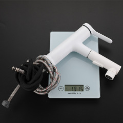 All-copper white pull-out basin faucet household bathroom hot and cold mixed water multi-functional washbasin telescopic faucet