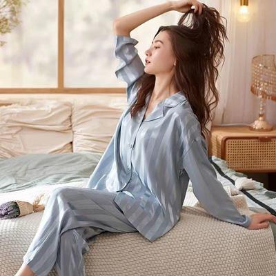 sleepwear外贸睡衣女货源洋气冰丝直播爆款睡衣女春秋季长袖长裤|ms