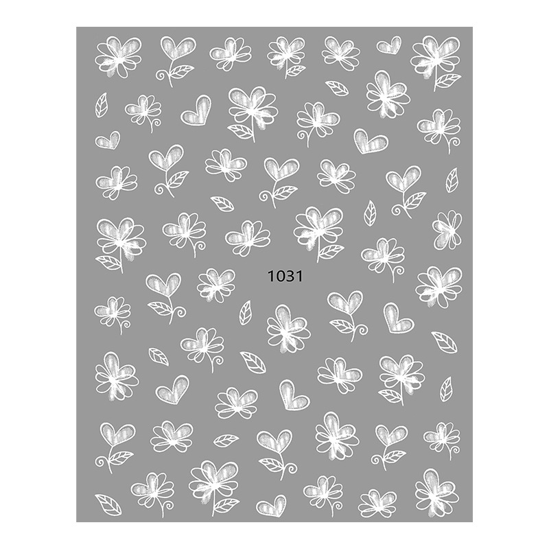 Pequeño Libro Rojo mismo estilo japonés gradiente blanco pequeña flor uñas pegatinas 3D impermeable pequeño fresco uñas calcomanías con adhesivo