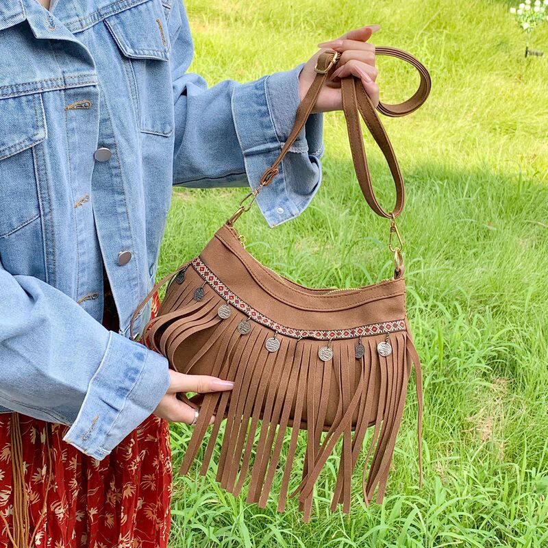 Bohemian Style Tassel Bag for Women 2025 New Maillard Style Crossbody Bag Niche Retro Western Saddle Bag Bohemian Style Tassel Bag for Women 2025 New Maillard Style Crossbody Bag Niche Retro Western Saddle Bag