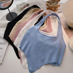 Stylish off-shoulder V-neck women's short-sleeve top 2023 summer new Korean version slimming short backless top