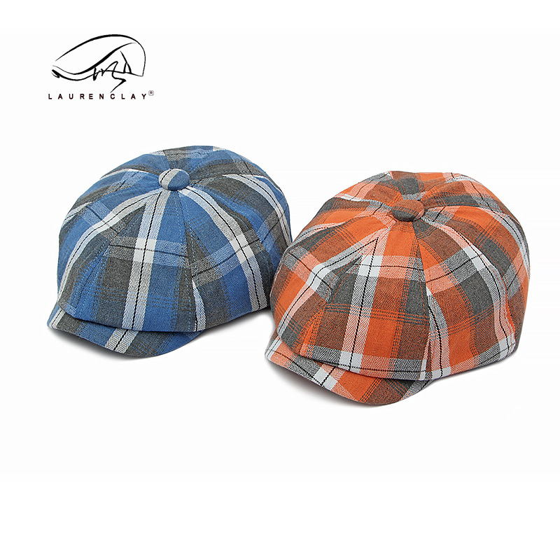 Estilo coreano moda Plaid octogonal sombrero hombres y mujeres primavera y verano boina delgada británico retro newsboy sombrero pintor sombrero